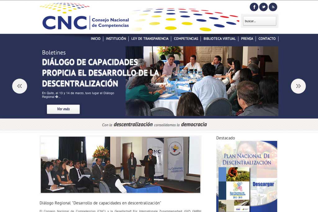 Página web Consejo Nacional de Competencias