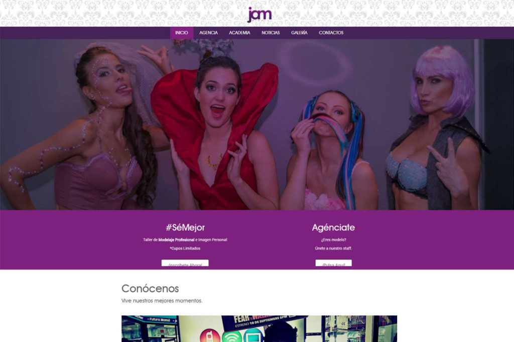 Pagina web Jam Modelos